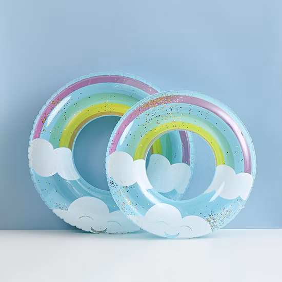 Funny Beach Party Toys Inflatable Glitter Heart Shaped Swim Ring Love Tube Heart Pool Float